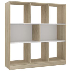 vidaXL B&uuml;cherregal Wei&szlig; und Sonoma-Eiche 97,5x29,5x100cm Holzwerkstoff