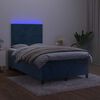 vidaXL Boxspringbett mit Matratze & LED Dunkelblau 120x190 cm Samt