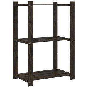 vidaXL Lagerregal mit 3 B&ouml;den Schwarz 60x38x90 cm Massivholz Kiefer