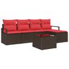 vidaXL Sofa Set mit Kissen 6 pcs Braun und Rot Poly-Rattan