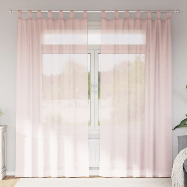 vidaXL Voile Vorh&auml;nge mit Schlaufen 2 Stk. Hellrosa 140x225 cm