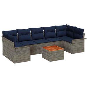 vidaXL Gartensofa-set 8 stk. 7-Sitzanzahl Grau und Marineblau