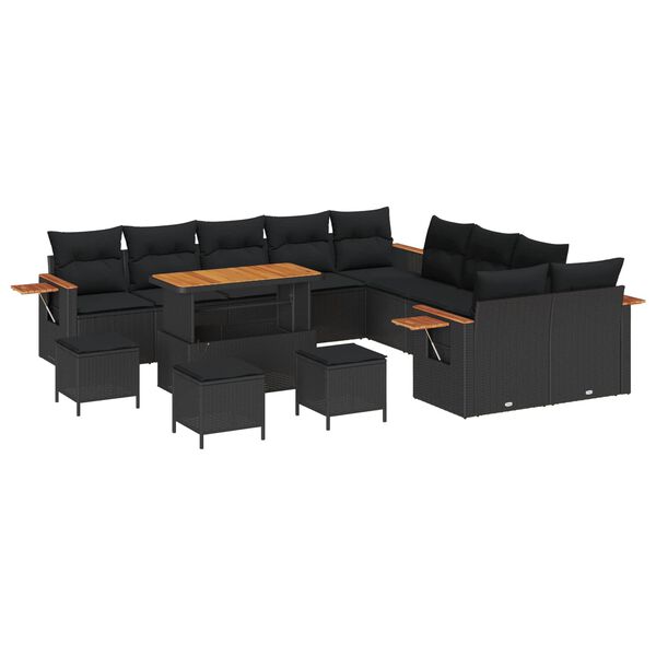 vidaXL Gartensofa-set mit Kissen 14 pcs Schwarz