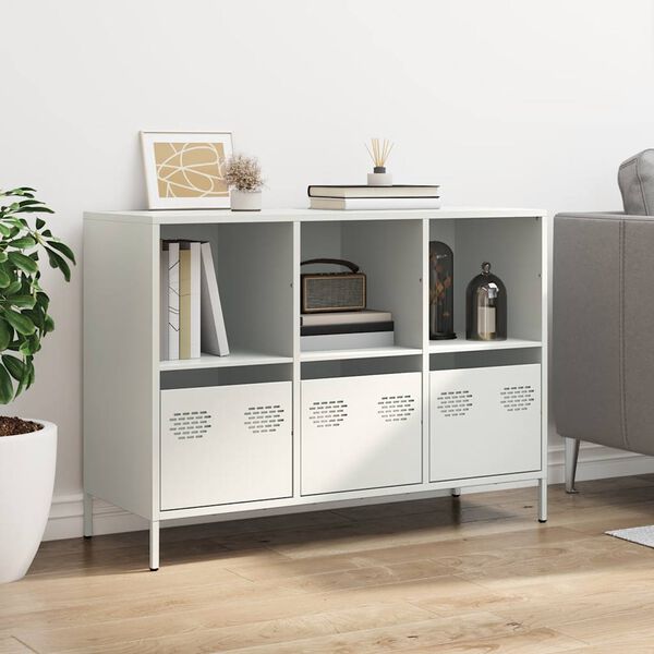 vidaXL Sideboard Wei&szlig; 101,5x39x73,5 cm Kaltgewalzter Stahl
