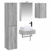 vidaXL Badezimmerm&ouml;bel-Set 5 pcs Grau Sonoma Ingenieurholz und Glas