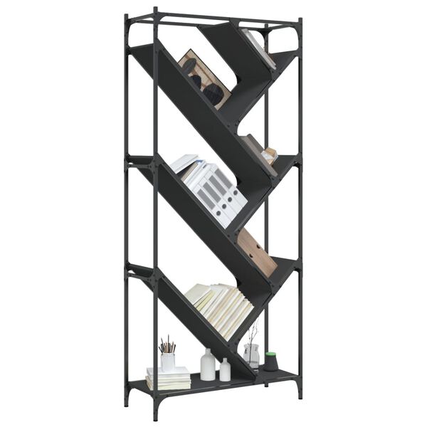 vidaXL Bücherregal Schwarz 79x30x180 cm Holzwerkstoff und Metall