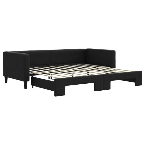 vidaXL Tagesbett Ausziehbar Schwarz 90x190 cm Stoff