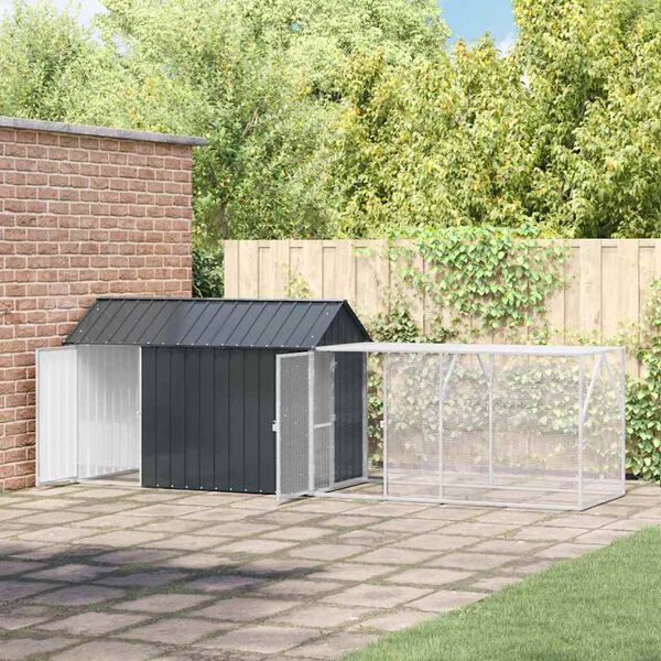 vidaXL Vogelkäfig Anthrazit 416.5 x 103 x 142 cm Verzinkter Stahl