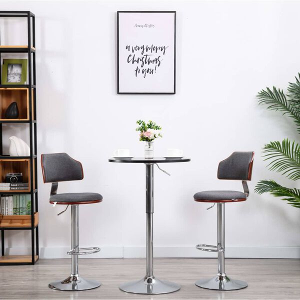 vidaXL Barhocker 2 Stk. Dunkelgrau Bugholz und Stoff