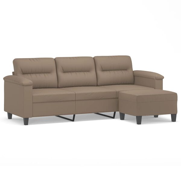 vidaXL 3-Sitzer-Sofa mit Hocker Cappuccino-Braun 180 cm Kunstleder