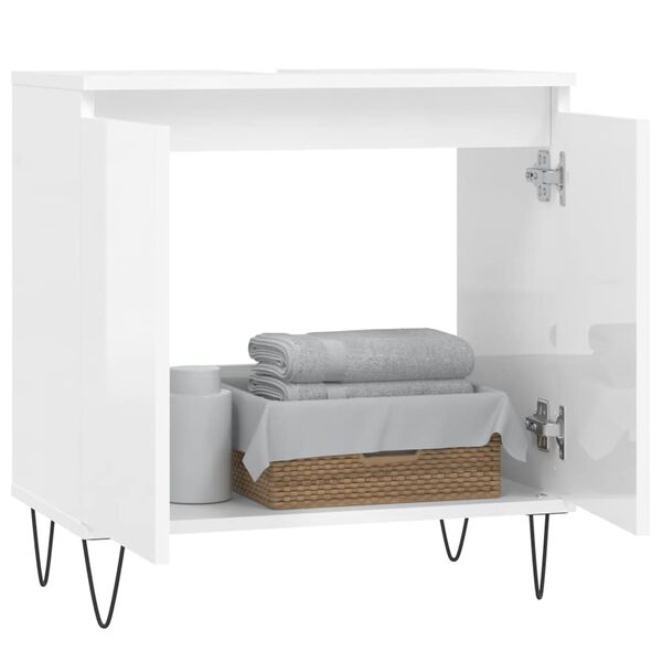 vidaXL Badschrank Hochglanz-Weiß 58x33x60 cm Holzwerkstoff