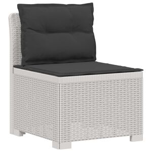 vidaXL 1-Sitzer Garten-Sofa mit Kissen Rattan-Look PP Wei&szlig;