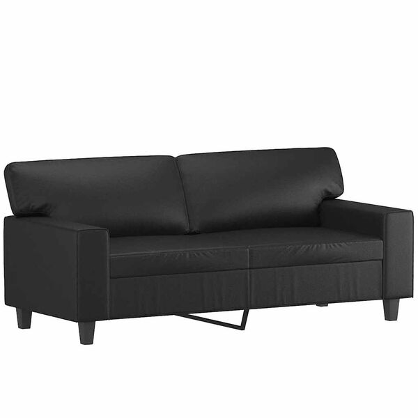 vidaXL 2-Sitzer-Sofa mit Kissen Schwarz 140 cm Kunstleder