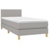 vidaXL Boxspringbett mit Matratze & LED Hellgrau 90x200 cm Stoff