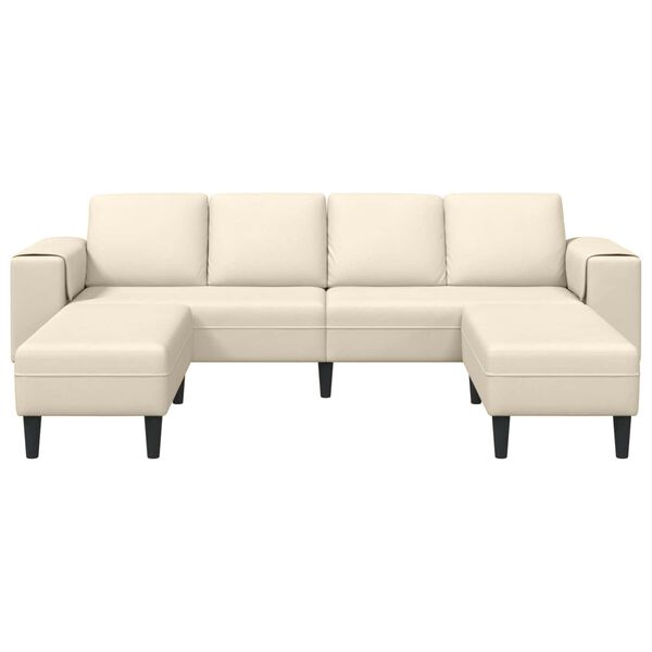 vidaXL Stoffsofa mit Kissen Creme 208 cm Cordstoff