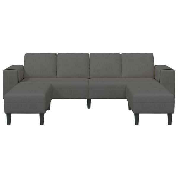 vidaXL Sofa mit Kissen Dunkelgrau 250 x 188 x 76 cm Cordstoff