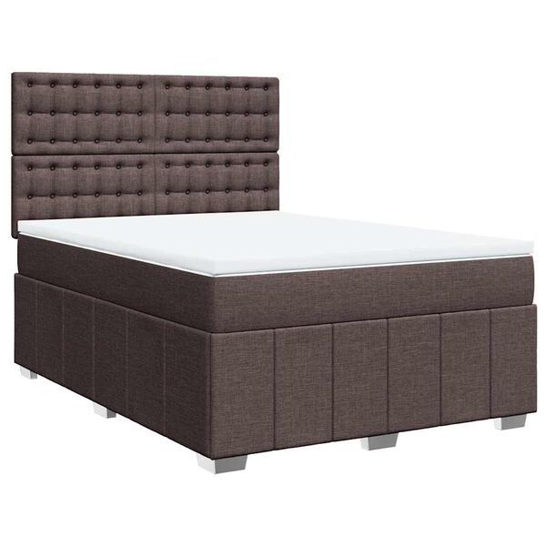 vidaXL Boxspringbett mit Matratze Dunkelbraun 140x190 cm Stoff