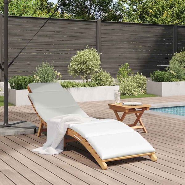 vidaXL Sonnenliege Cremewei&szlig; 188 x 55 x 59 cm Teak-Massivholz