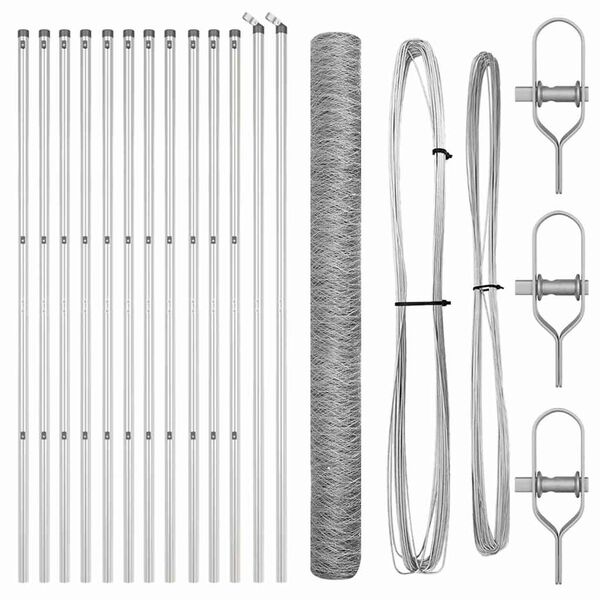 vidaXL Zaunpfosten Silber 25 x 1,6 m (50 mm Geflecht) Stahl