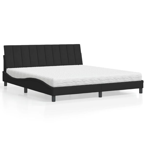 vidaXL Bett mit Matratze "Hanko" Schwarz 180x200 cm Samt