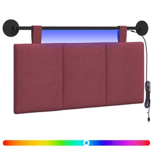 vidaXL H&auml;ngendes Kopfteil Mit LED Licht Weinrot Stoff
