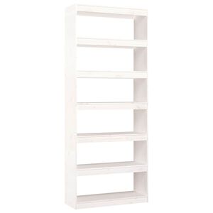 vidaXL B&uuml;cherregal/Raumteiler Wei&szlig; 80x30x199,5 cm Massivholz Kiefer