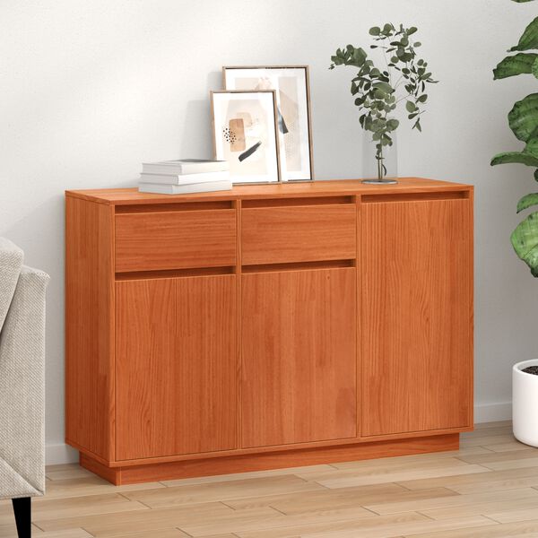 vidaXL Sideboard Wachsbraun 110 x 34 x 75 cm Massives Kiefernholz