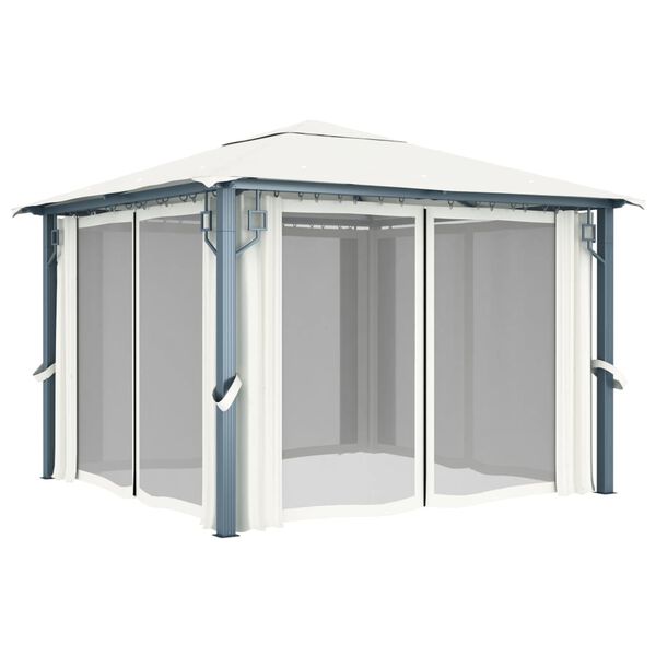 vidaXL Pavillon mit Vorhängen 300 x 300 cm Creme Aluminium