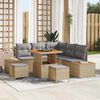 vidaXL Gartensofa-set mit Kissen mit Speicher 8 pcs Beige Poly Rattan