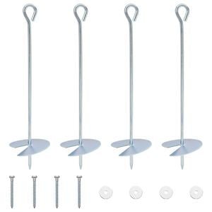 vidaXL Erdanker 4 pcs Silber &Oslash;10 x 40 cm Galvanisiertes Metall