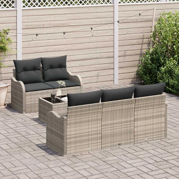 vidaXL Gartensofa-set Hellgrau Poly-Rattan