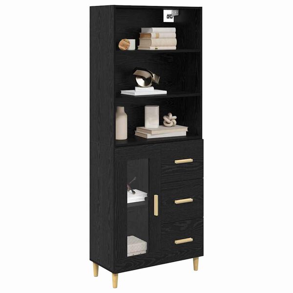 vidaXL Highboard Schwarz Eichen-Optik 69,5 x 32,5 x 180 cm