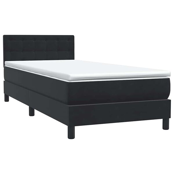 vidaXL Boxspringbett mit Matratze Schwarz 100x220 cm Samt