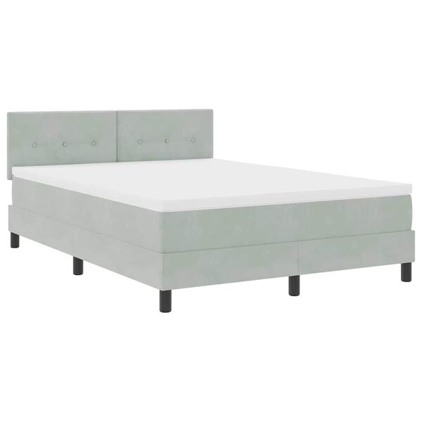vidaXL Boxspringbett mit Matratze Hellgrau 160 x 200 cm Samt