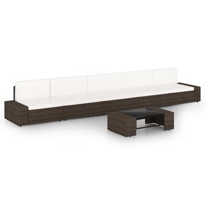 vidaXL 6-tlg. Garten-Lounge-Set mit Kissen Braun Poly Rattan
