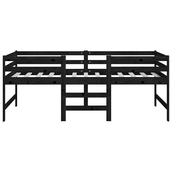 vidaXL Halbhochbett Schwarz Massivholz Kiefer 90x200 cm