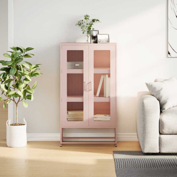 vidaXL Highboard Rosa 68x39x123 cm Stahl