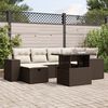 vidaXL 7-tlg. Garten-Sofagarnitur mit Kissen Braun Poly Rattan