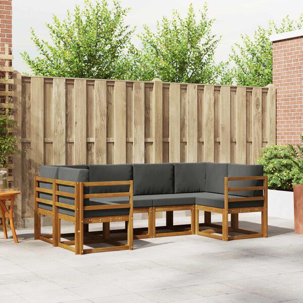 vidaXL Outdoor-Sofagarnitur mit Kissen 6 pcs Natur und Anthrazit