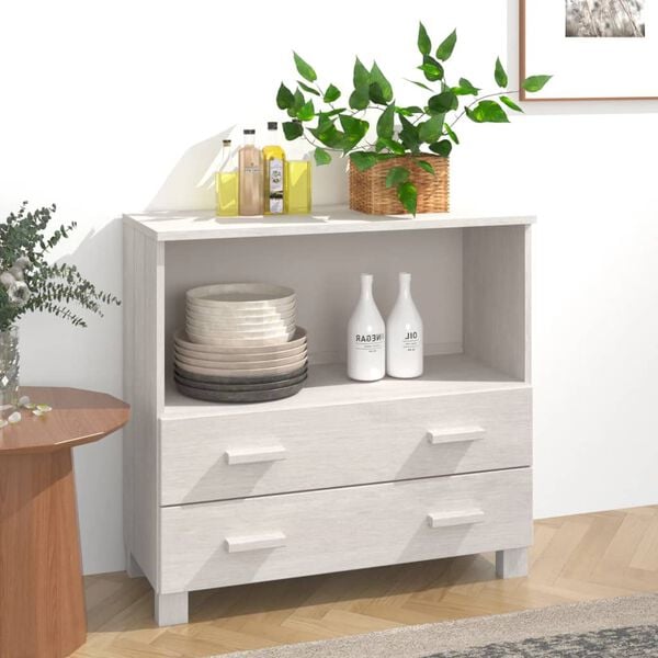 vidaXL Sideboard HAMAR Weiß 85x35x80 cm Massivholz Kiefer