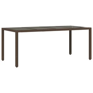 vidaXL Gartentisch mit Glasplatte Braun 190x90x75 cm Poly Rattan
