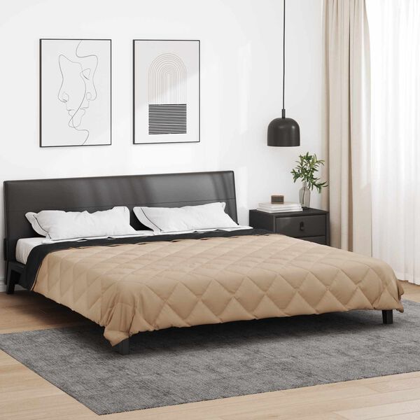 vidaXL Sommerdecke Schwarz und Taupe 240 x 260 cm Mikrofaser