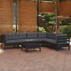 vidaXL 7-tlg. Garten-Lounge-Set mit Kissen Schwarz Massivholz Kiefer