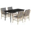 vidaXL 5-tlg. Garten-Essgruppe mit Kissen Beigemischung Poly Rattan