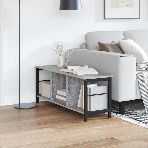 vidaXL B&uuml;cherregal Graues Sonoma 102 x 32 x 40,5 cm Holzwerkstoff