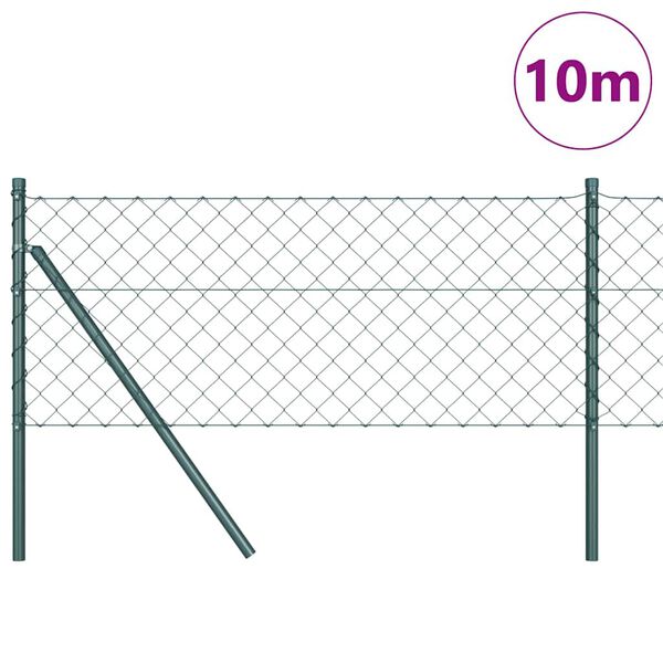 vidaXL Zaunpfosten Gr&uuml;n 10 x 0,6 m (60 x 60 mm Maschen) Stahl und PVC