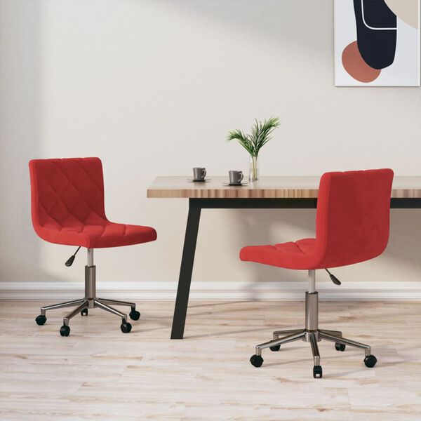 vidaXL Esszimmerst&uuml;hle 2 Stk. Drehbar Weinrot Samt