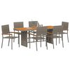 vidaXL Garten Essgruppe 7 pcs Grau Poly-Rattan