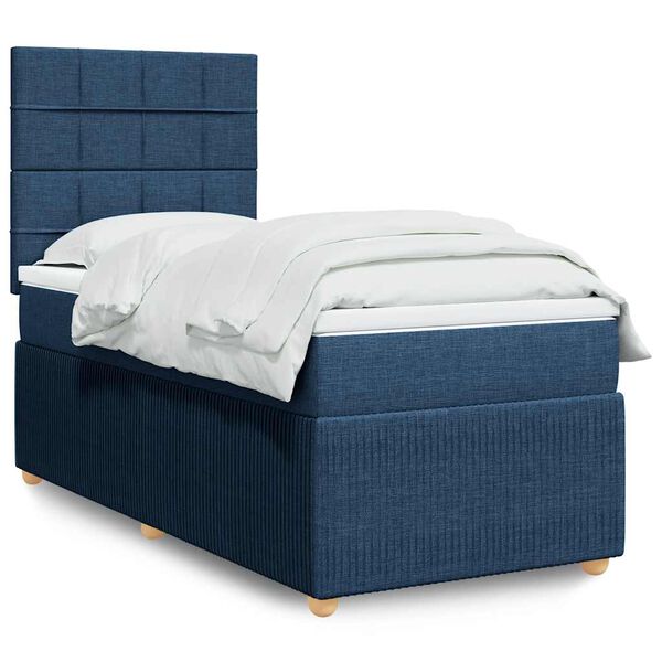 vidaXL Boxspringbett mit Matratze Blau 80x200 cm Stoff
