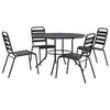 vidaXL Gartenstuhl-Set 5-tlg. Stapelbar Pulverbeschichteter Stahl